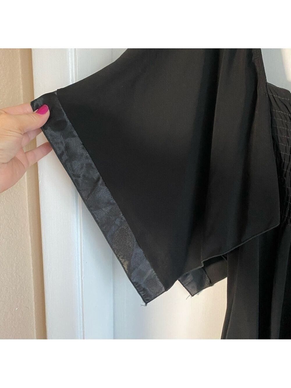 Whimsigoth Fairy Witchy Dark Feminine Dots Tunic Top Small Black Stretch Knit - Picture 5 of 11